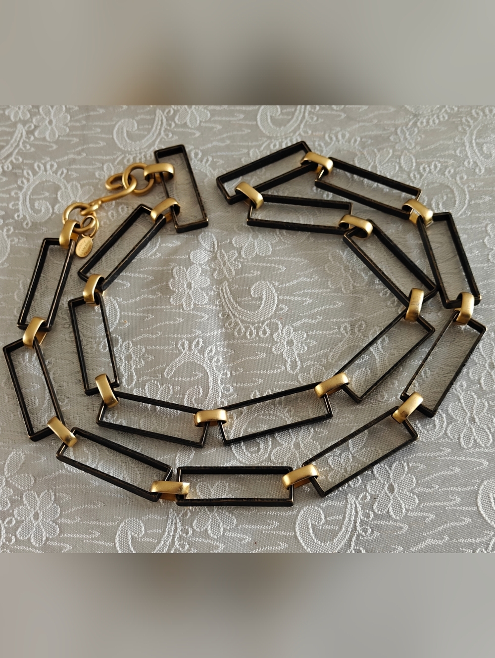 Vintage Modernist Martha Sturdy Vancouver Bronze & Gold Tone Geometric Necklace